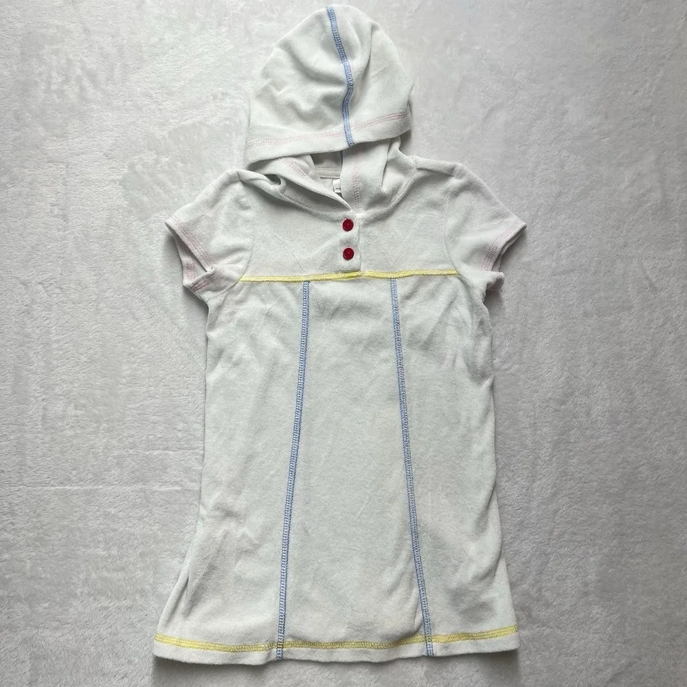 Hanna Andersson Terry Cloth Hooded Swim Cover Girls 90/ 3T White Pool Summer